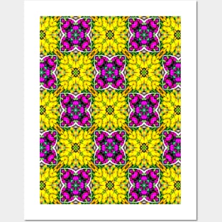 Colorful tulip bouquet pattern. Posters and Art